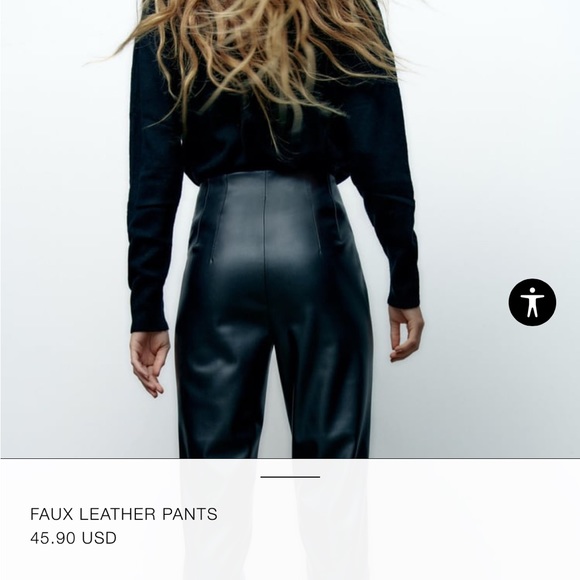 ZARA faux leather high waisted pants in black - Picture 2 of 2